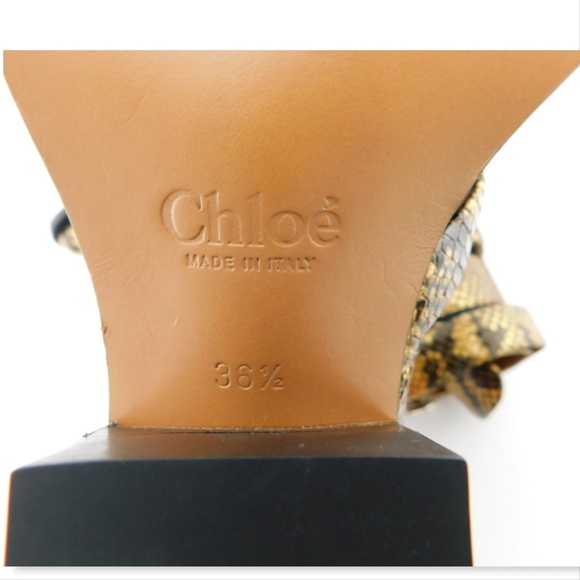 New CHLOE Metallic Gold Python Snake Caged Block Heel Buckle Strap Booties 36.5 - Picture 8 of 8